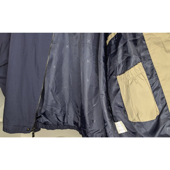Mens Windbreaker Zip Up Jacket Size XL Navy Blue Tan Perry Ellis Portfolio Vtg - Picture 5 of 7